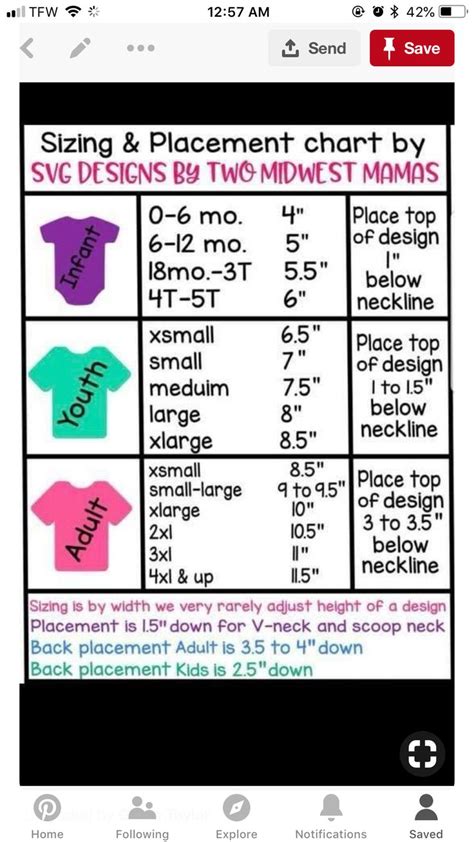 Cricut Youth Shirt Size Chart