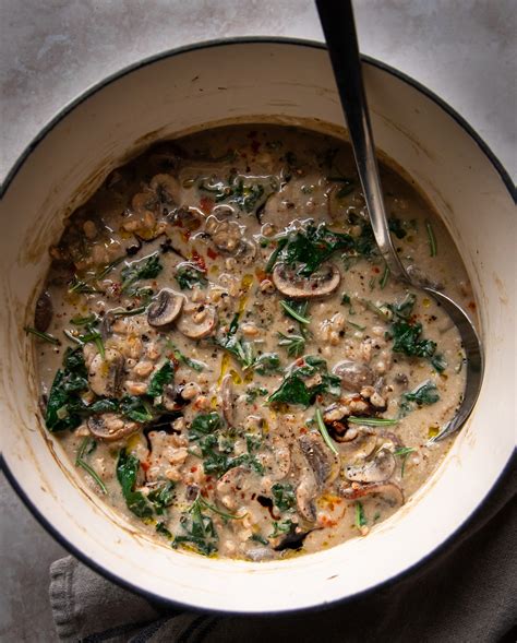 Creamy Vegan Mushroom Stew With Farro And Kale The First Mess