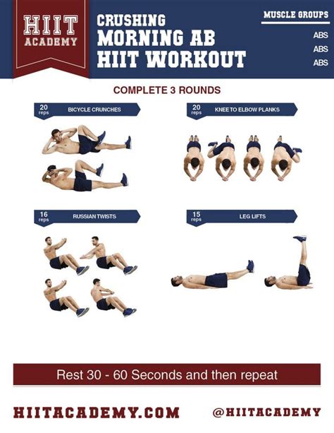 6 Core Exercises For 6 Pack Abs Hiit Workout Hiit Workouts For Men