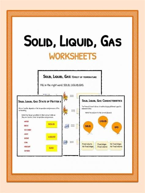 Identifying States Of Matter Solid Liquid Gas Worksheets 99worksheets