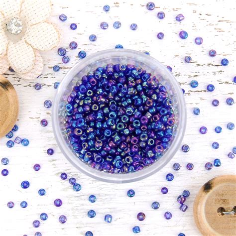 Threadart Royal Blue Glass Seed Beads Size 12 Round 12g Per Pack