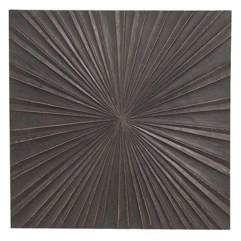 Decmode Square Sunburst Carved Pine Wood Wall Panel Wall Paneling