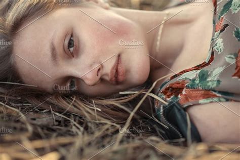 Beautiful Girl With Freckles High Quality Beauty And Fashion Stock