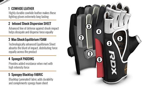 Rdx Mma Gloves For Grappling Martial Arts Genuine Cowhide Leather