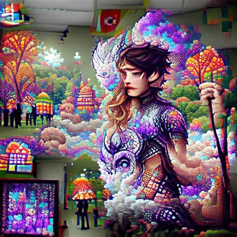 Psychedelic Beautiful Fantasy Pixel Art Ai Generated Artwork