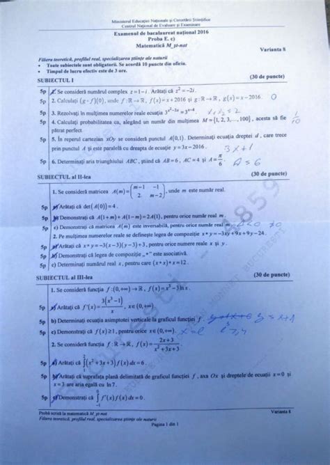 Proba obligatorie a profilului a început, miercuri, la ora 9:00, iar candidații au la dispoziție trei ore pentru a rezolva subiectele. SUBIECTE MATEMATICĂ BAC 2016. M1, M2, M3, M4. Matrice ...