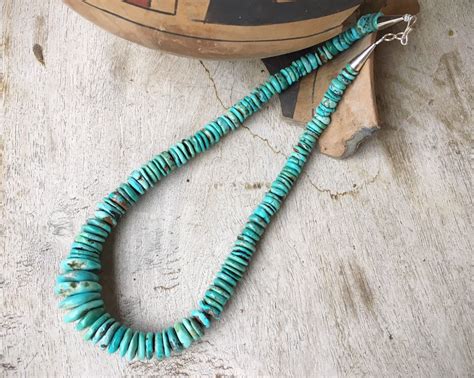 Chunky Turquoise Bead Disc Nugget Necklace For Women Native American Indian Jewelry