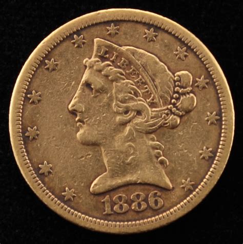 1886 S Liberty Head 5 Five Dollar Gold Coin Pristine