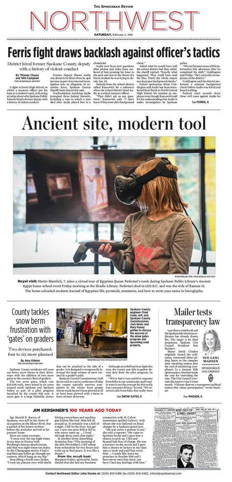 Northwest Front Page For Feb 3 2019 The Spokesman Review