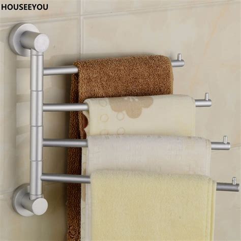 Simple Unique Four Arm Swivel Towel Bars Bathroom Towel Holder Aluminum