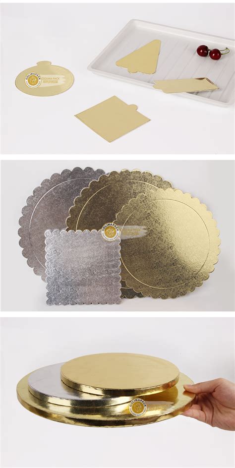 Round And Square Golden Foil 12mm Thickness Corrugated Cake Board Cakes