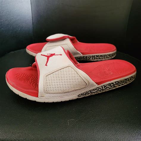 Jordan Hydro Slides Retro 3 Cement Fire Red Mens Size Gem