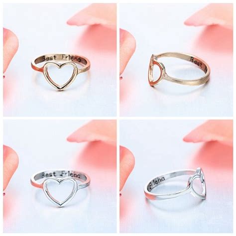 Women Bbf Best Friend Ring Heart Jewelry Gold Silver Size 7 Friendship