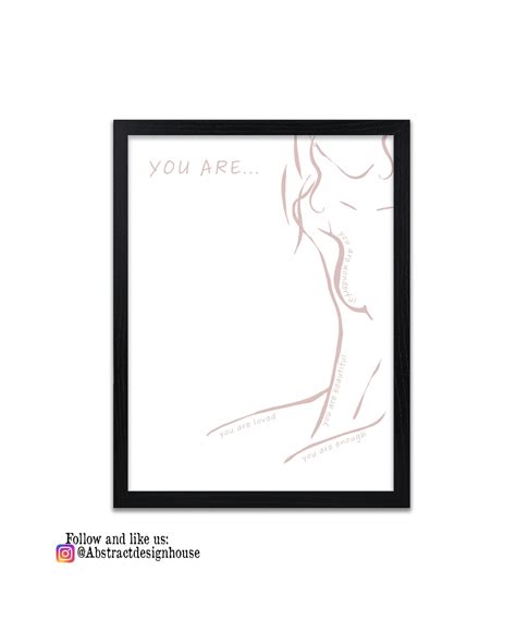 Positive Affirmation Print Self Love Prints Nude Line Etsy UK