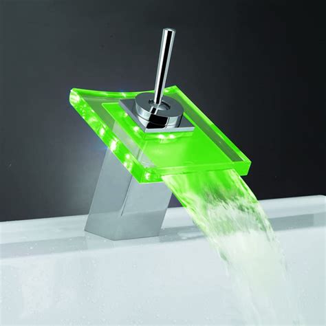 Led Faucet Waterfall Widespread Bathroom Sink Faucet 3 Colors Changing