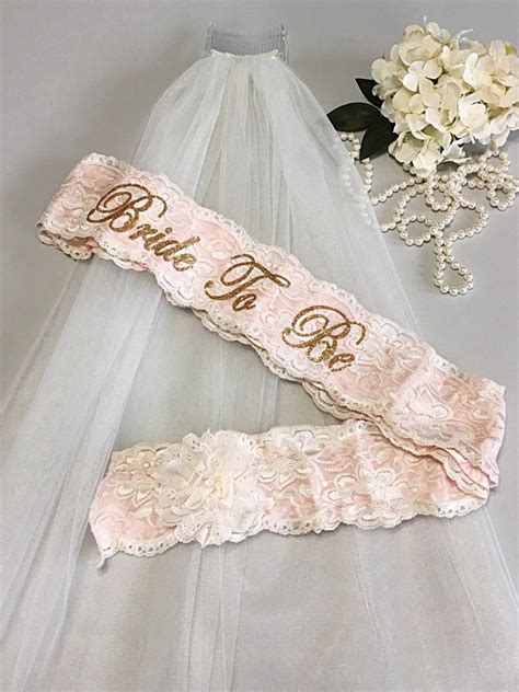 Bachelorette Sash And Veil Set Lace Bride To Be Sash Bridal Shower