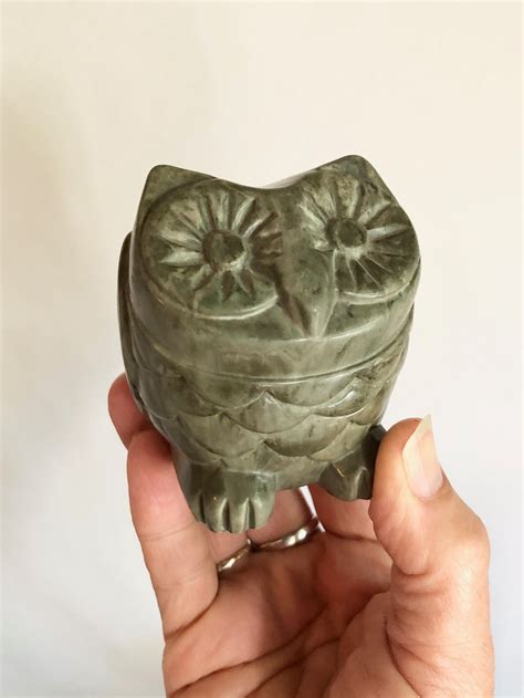 Vintage Carved Soapstone Owl Carved Stone Owl Carved Owl Etsy