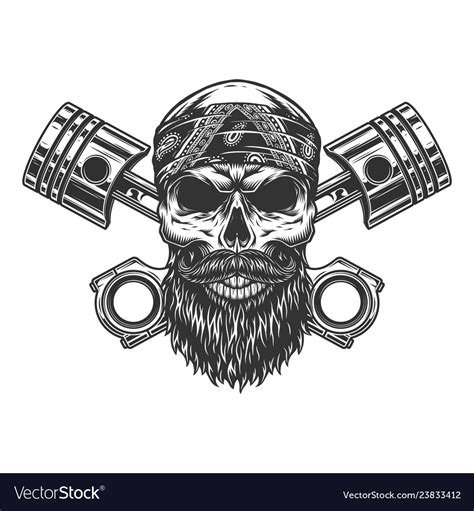 Bearded And Mustached Biker Skull Royalty Free Vector Image