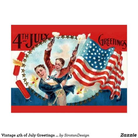 Vintage Th Of July Greetings Patriotic Postcard Zazzle Com In Patriotic Printables