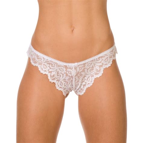 white floral lace thong