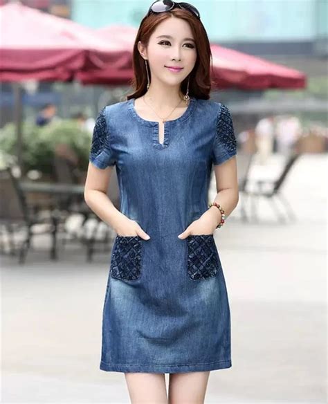 2015 Summer Casual Blue Denim Dress Hot Sale Women Loose Fashion Jean
