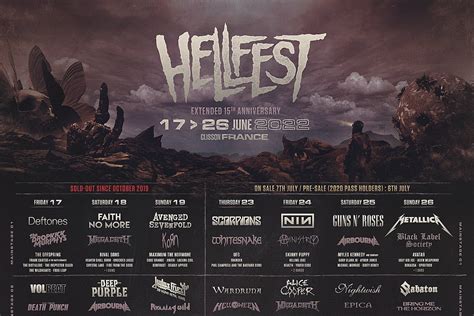 Hellfest 2022 Lineup Metallica Nine Inch Nails Judas Priest