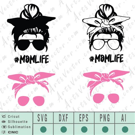 Top Knot Messy Bun And Eps Files Mom Life Png Coffee Svg Mom Designs Dxf Messy Bun And Loaded