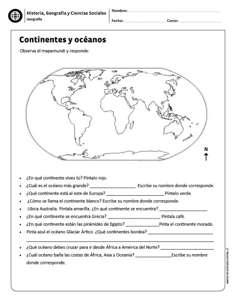 Continentes Y Océanos Ciencias Sociales Actividades De Geografía