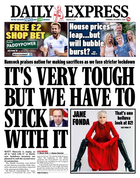 Daily Express Front Page 8th Of October 2020 Tomorrows Papers Today