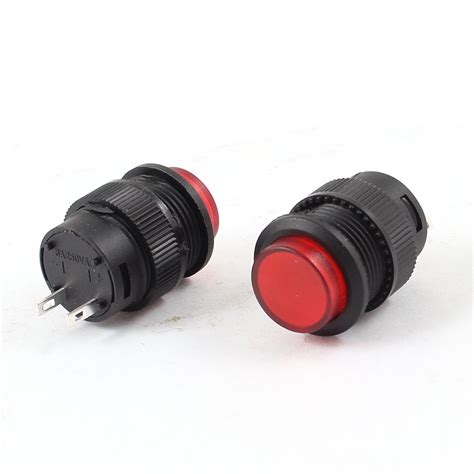 Uxcell 2 Pcs Red Spst Non Locking Push Button Switch R16 503 Ac 250v 3a