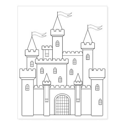 Fairytale Medieval Royal Castle Coloring Page Rubber Stamp Zazzle