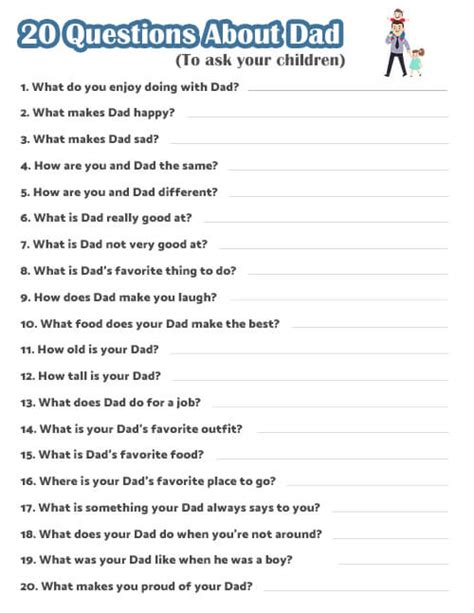 20 Questions About Dad To Ask Your Children Mrs Merry