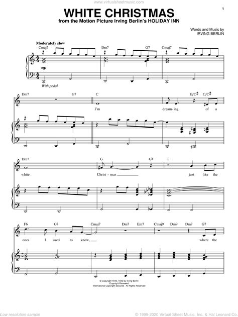 Free complete audio sample at galaxy music notes. Williams - White Christmas sheet music for voice and piano PDF