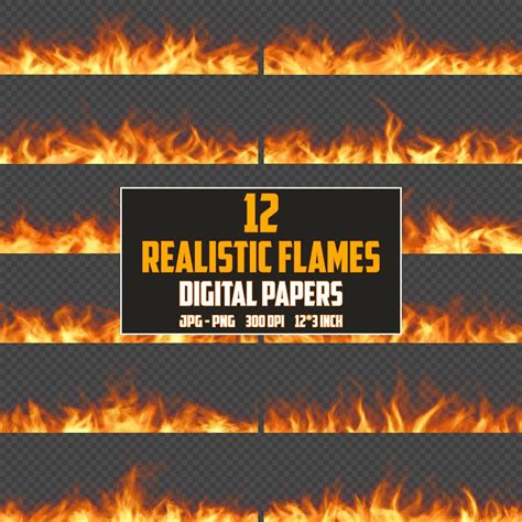 Realistic Flames Clipart Realistic Fire Clipart Flames Png Etsy