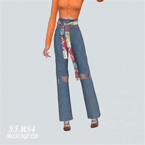 Scarf Ribbon Destroyed Jeans At Marigold Sims Updates