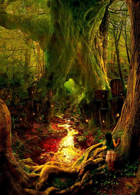 Magicial Fairy Village Fantasy Landscape Art Enchanted Forest