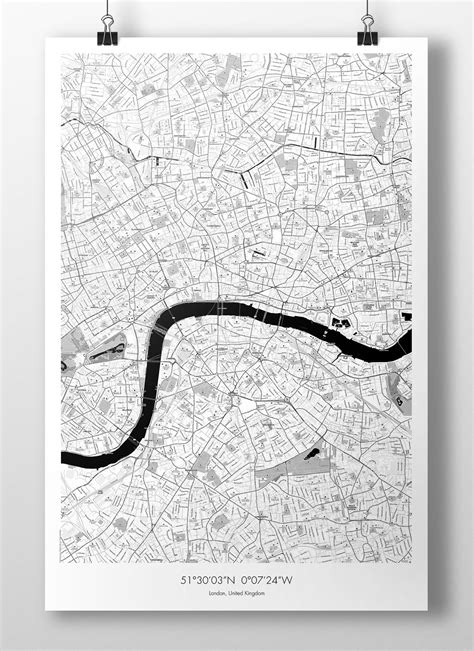 London Map Poster Bandw The Map Crafter