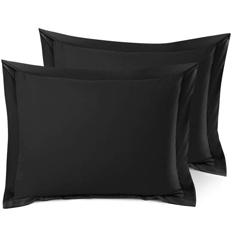 Nestl Set Of 2 Standard 20x26 Size Pillow Shams Black Hotel Luxury