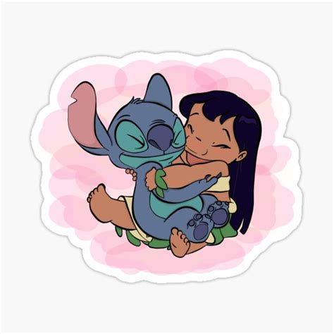 Pink Lilo Stitch Hug Sticker For Sale By Emroccs Redbubble