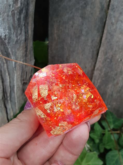Handmade Resin Crystal Fire Crystal Magical Red Gold Etsy
