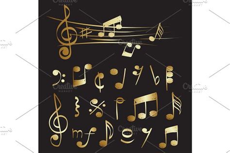 Gold Musical Note Of Set Vector Creative Daddy
