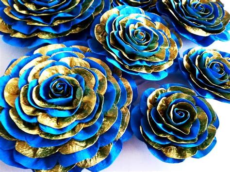 Hang your tapestries up, use them as a. Navy Gold Royal Blue Large Paper Flowers Wall decor Baptism Boy Prince Little Baby Shower ...