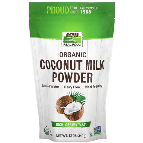 Real Food Organic Coconut Milk Powder 12 Oz 340 G Now Foods