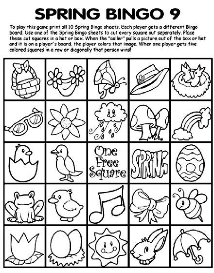 Printable color version of the halloween bingo game (download below). Spring Bingo 9 Coloring Page | crayola.com