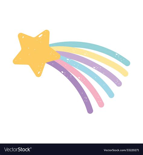Shooting Star Rainbow Cartoon Isolated Icon Design