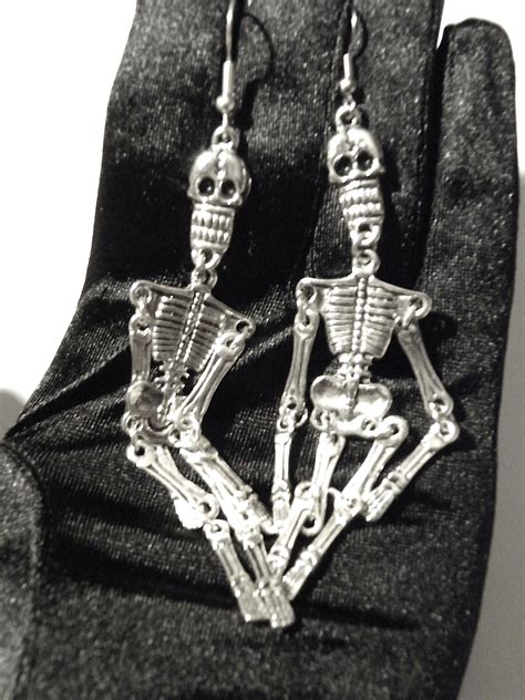 Long Silver Movable Skeleton Earrings On Storenvy