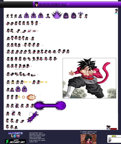 Ultimate Lsw Black Goku Ssj 4 Sprite By Kaivo2003 On Deviantart