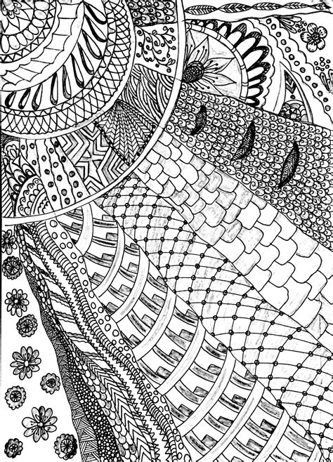 Intricate Drawing Adult Coloring Pages Doodling Intricate Tapestry