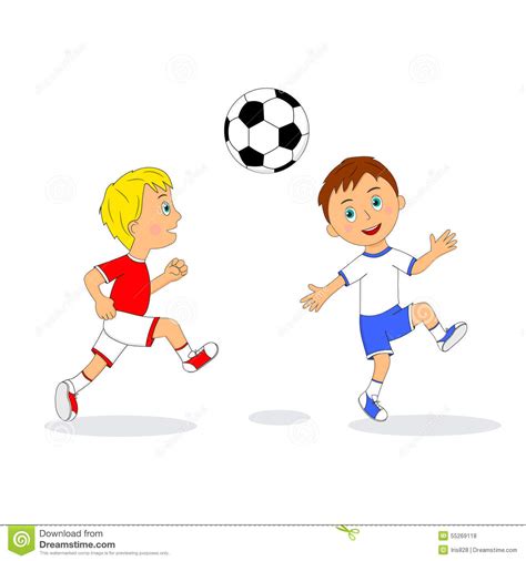 Farbbild der junge den ball. Zwei Jungen, Die Fußball Spielen Vektor Abbildung ...
