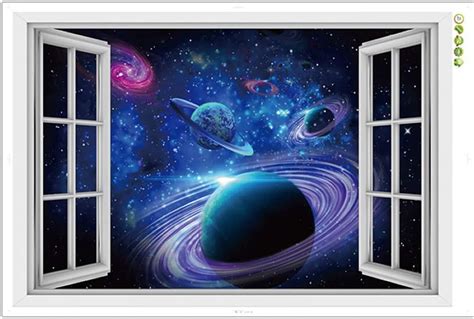Outer Space Galaxy Nebula Window Scene Wall Art Vinyl Stickers Mural